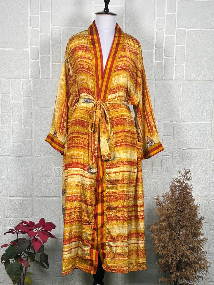 The Eastern Loom – Robe - Mulher por atacado – Robe Kimono de Seda Indiana | 100% Roupa de Lazer em Sari de Seda Reciclada0