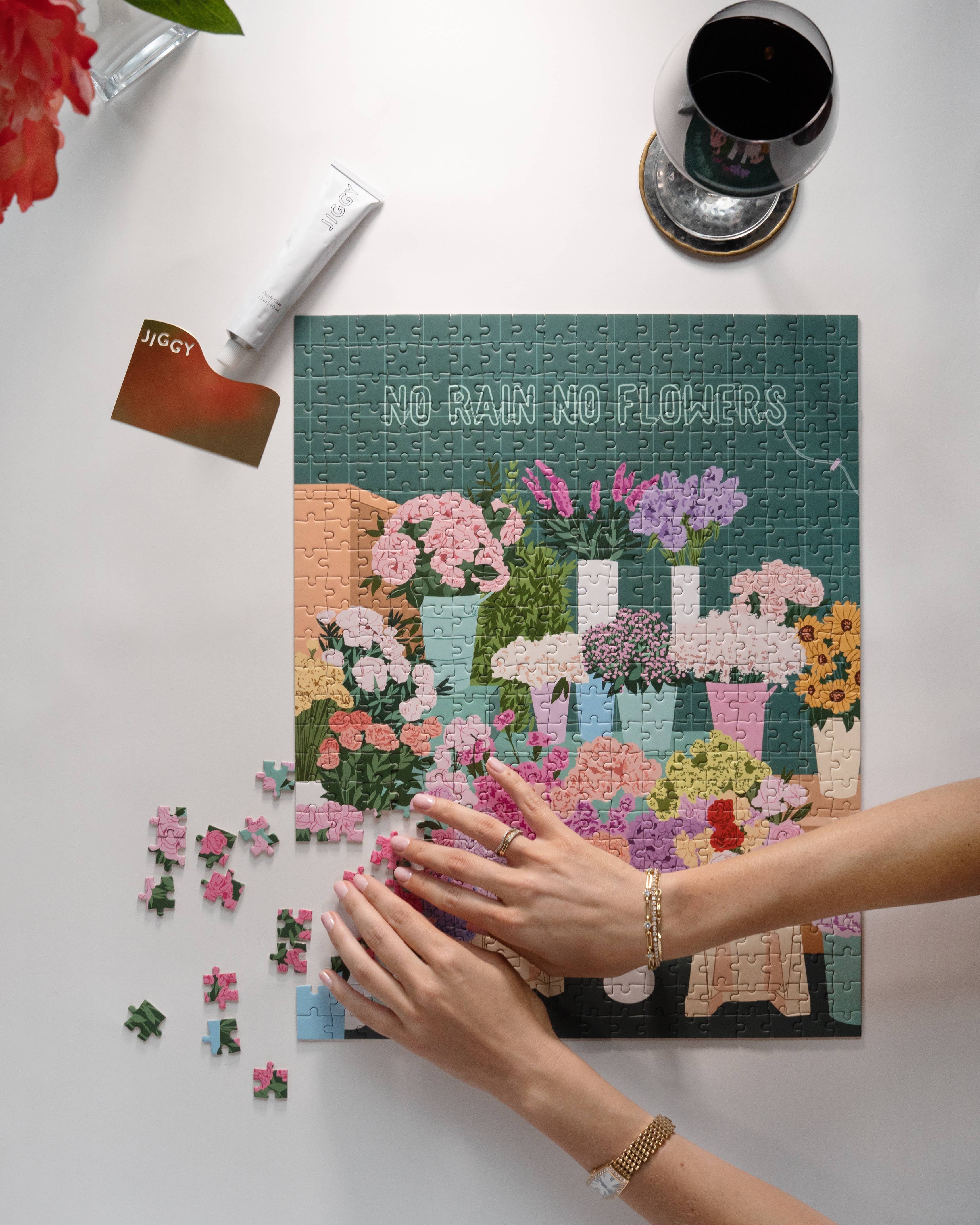 JIGGY Puzzles - Wholesale Puzzle - Adult - 450pc Puzzle & Glue Kit: No Rain No Flowers2