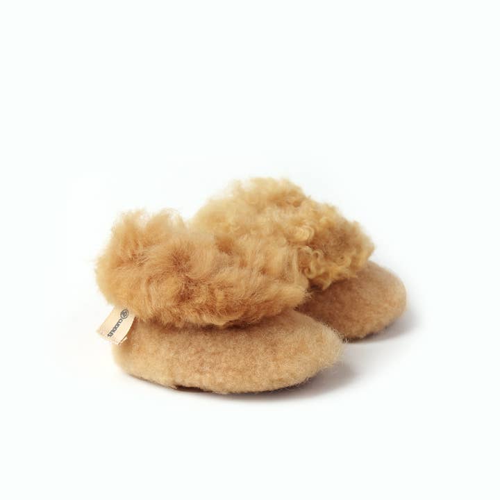Tan Baby n Kids Babypantoffeln aus Alpaka- und Merinowolle, Hellbraun für den Großhandel auf Faire3