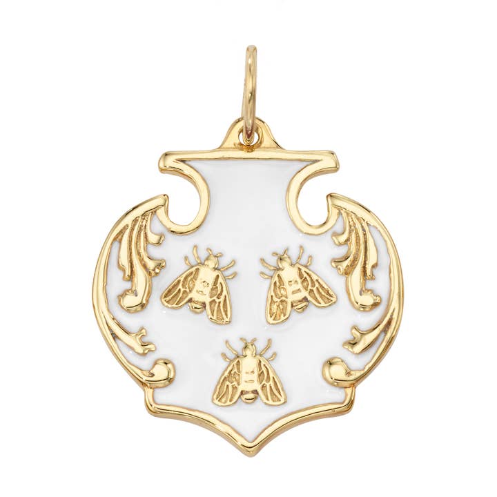 Barberini Bee Enamel Shield Charm for wholesale by Florin Arte Jewelry