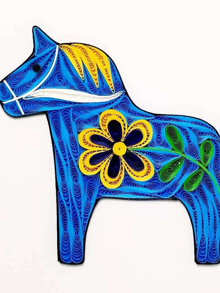 #714 B - Blue Dala Horse for wholesale by Iconic Quilling