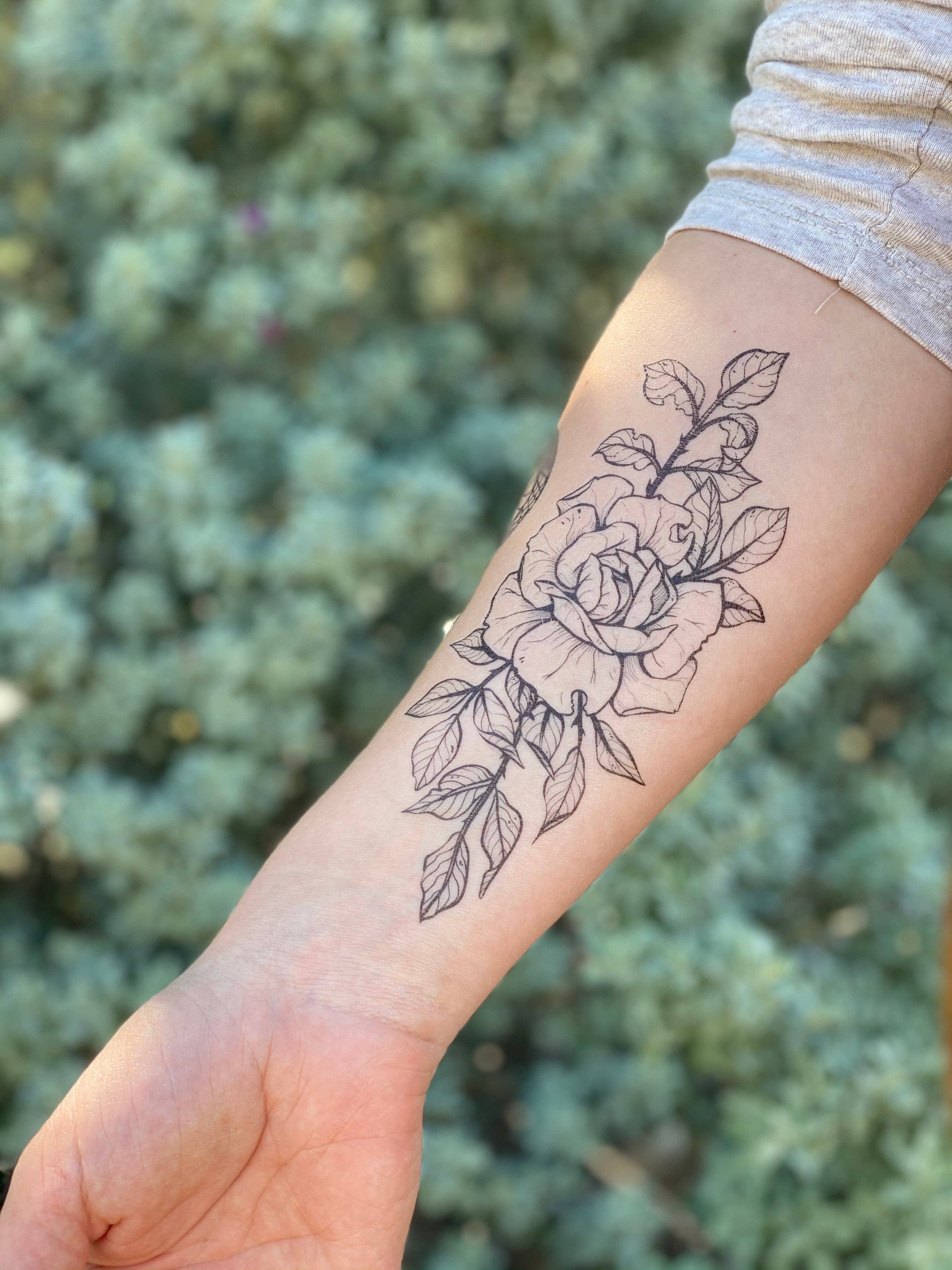 NatureTats - Wholesale Temporary Tattoo - Rose Blossom Temporary Tattoo