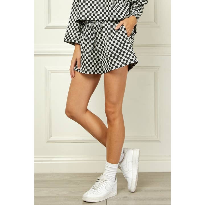 Veveret - Wholesale Shorts - Women's - Checker Jersey Drawstring Short 2