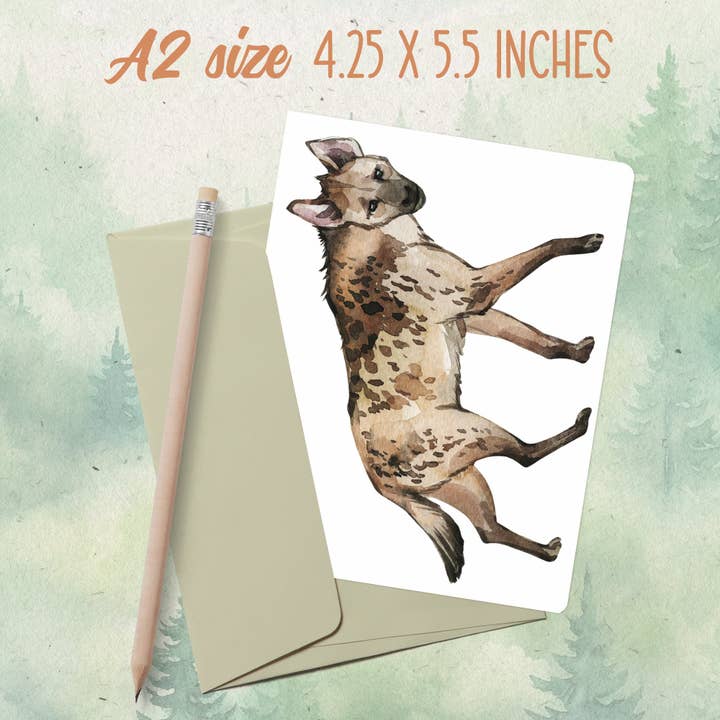 Handmade hyena greeting card for wholesale by Soul Familiar