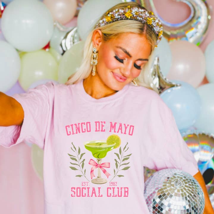 Cinco De Mayo Social Club Graphic Tee for wholesale by Gia Gifts Boutique