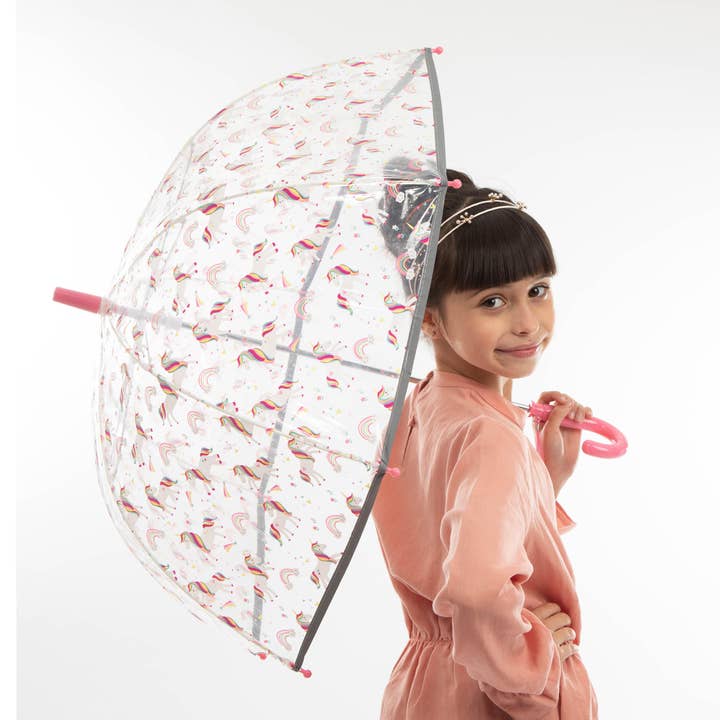 SMATI - Wholesale Umbrella - Kids - Child's Transparent Umbrella Pink Unicorn - Reflective2
