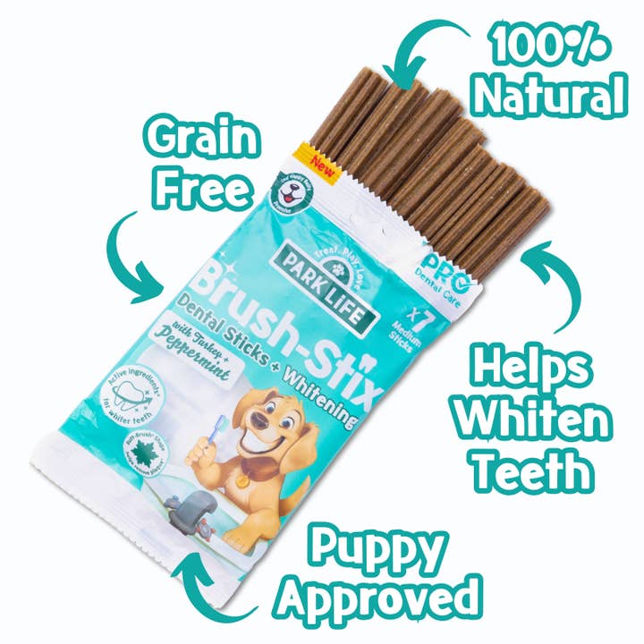 PARK LiFE - Wholesale Pet Supplement - Dog - Brush-Stix Turkey & Peppermint 180g (7x Medium Sticks)5