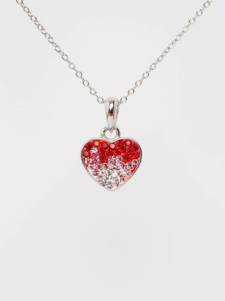 Ombre Heart Crystal Sterling Silver Necklace for wholesale by Annie and Sisters