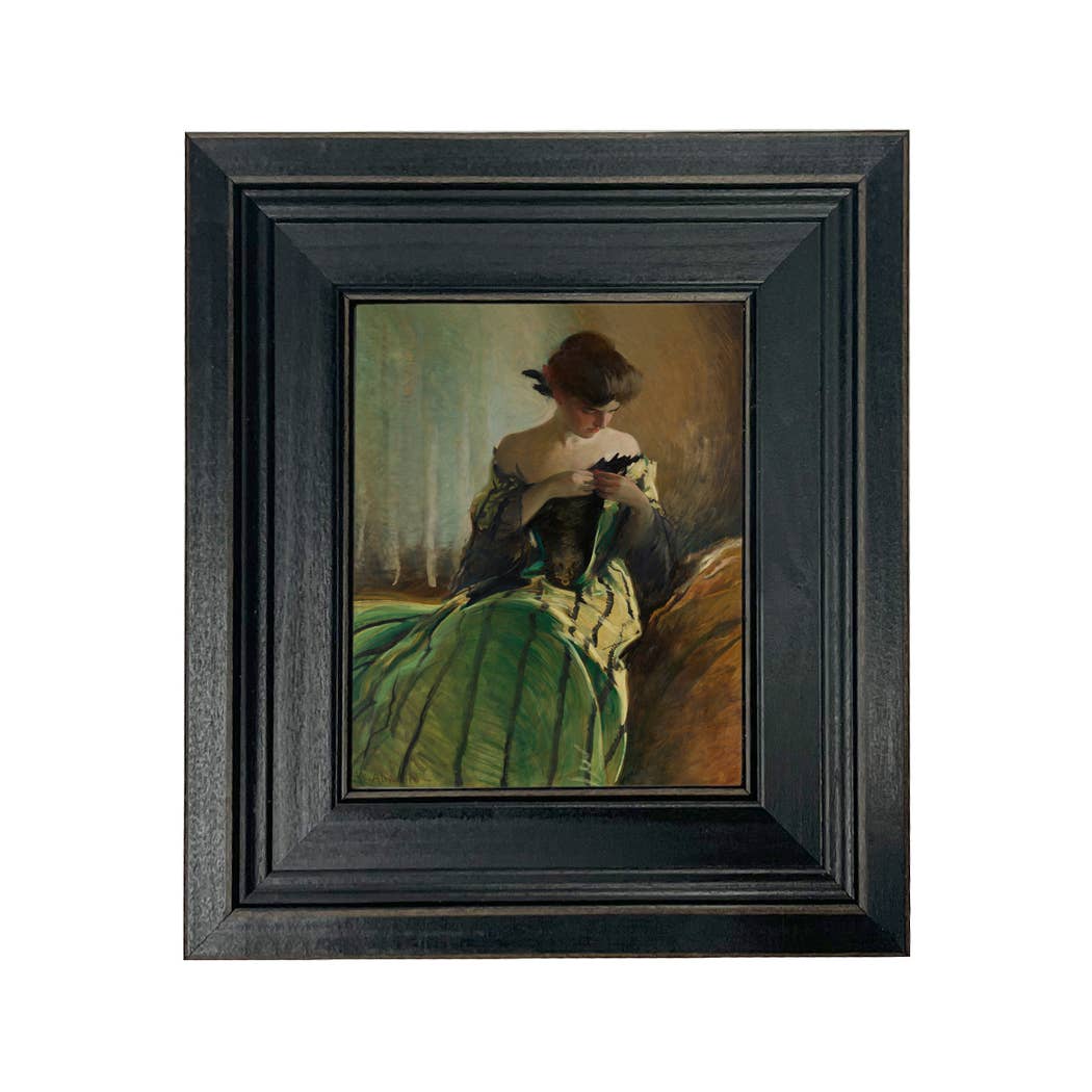 Madison Bay Co. - Historical Home Decor Reproductions - Vendita all'ingrosso Stampa artistica - Stampa su Tela Vintage di Donna in Abito Nero e Verde87