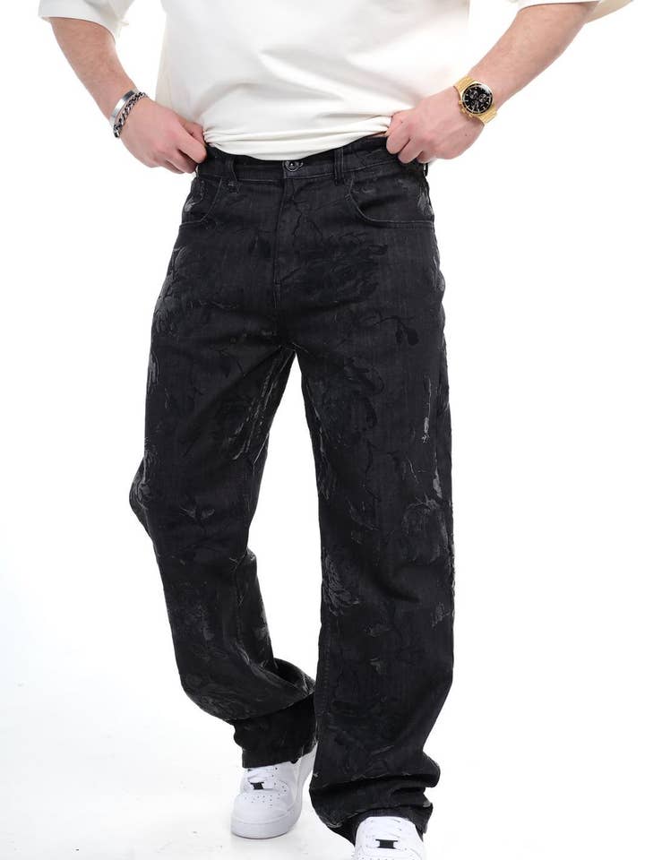 Premium Baggy Leather Patcher Denim Jeans for wholesale by PremiumDenim