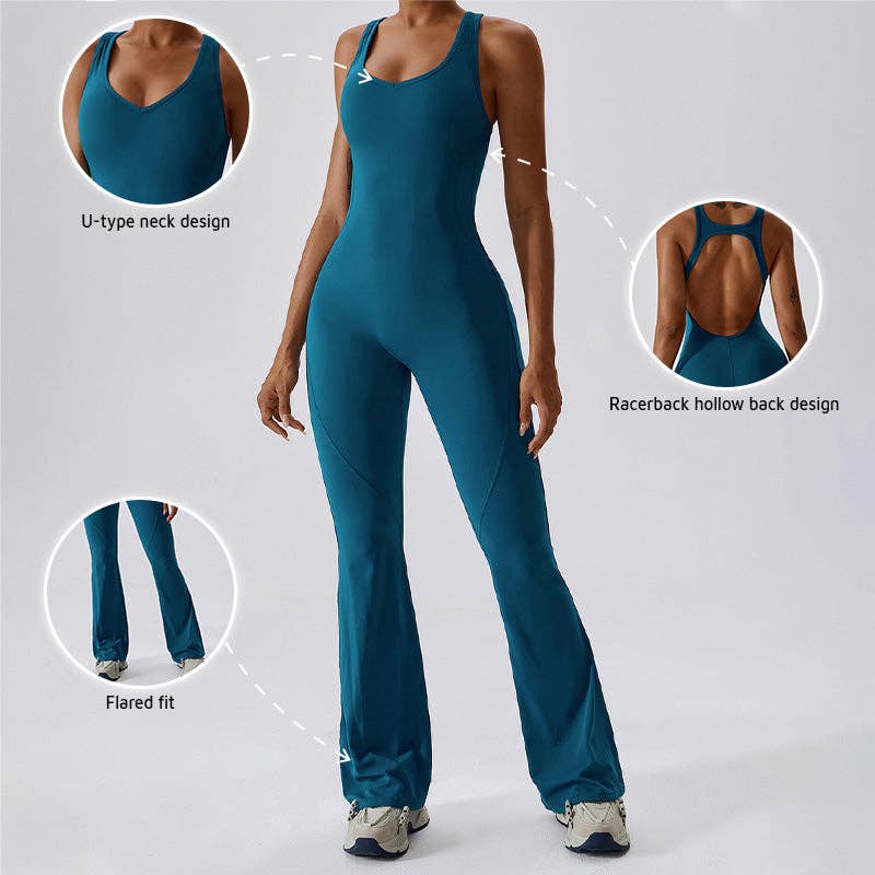 WONDERXFANS - Wholesale Jumpsuit - Women's - Solid flared trousers cutout back jumpsuit12