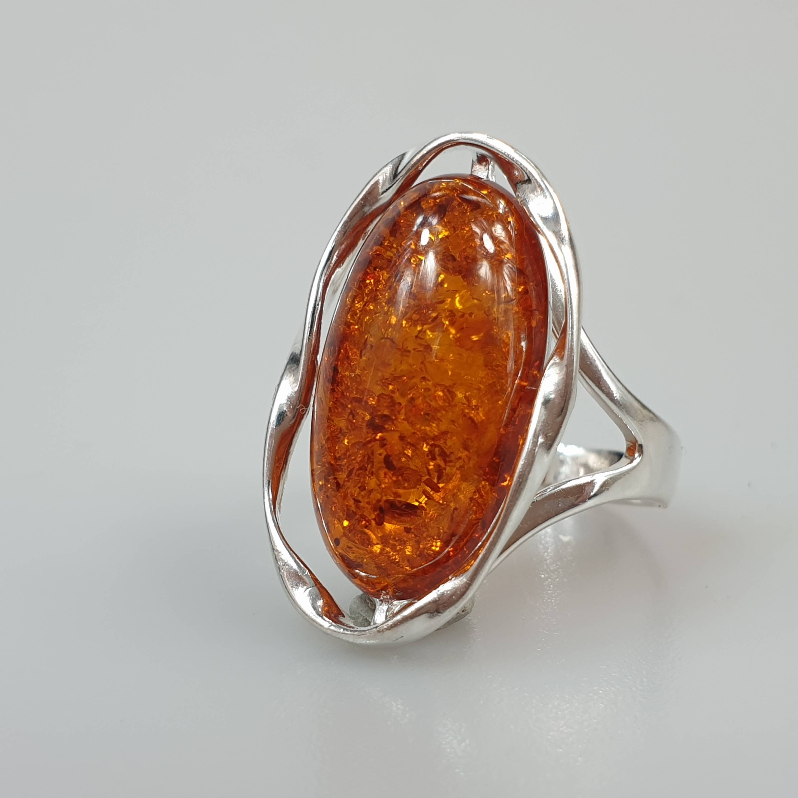 AmberLithuania - Vendita all'ingrosso Anelli cocktail/statement - Anello in argento con ambra vera, anello con pietra preziosa da indossare tutti i giorni4