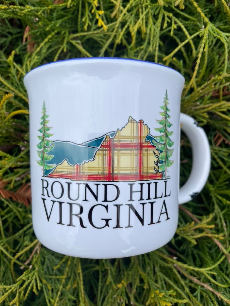 Sweetgum Studio - Wholesale Coffee Mug - Stoneware Distressed Mug with Blue Trim 14 oz.26