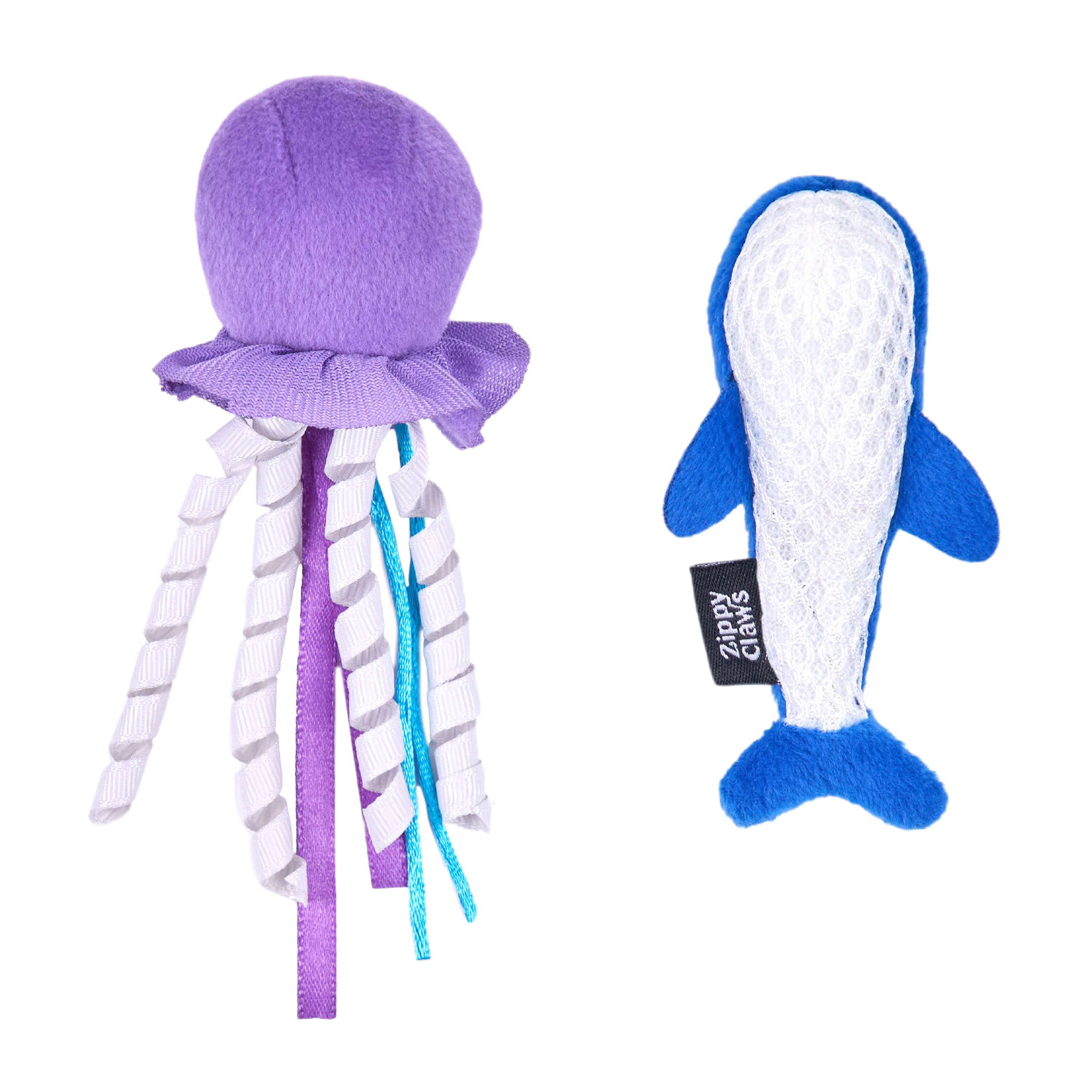 ZippyPaws - Wholesale Pet Toy - Cat - ZippyClaws® Mesh Mates 2-Pack - Jellyfish and Whale1