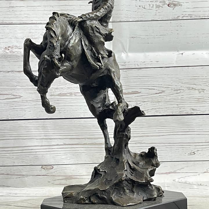 Bronzhaus - Vendita all'ingrosso Scultura - Bronco Buster Statuetta in bronzo 100% vero bronzo arte occidentale Remington3