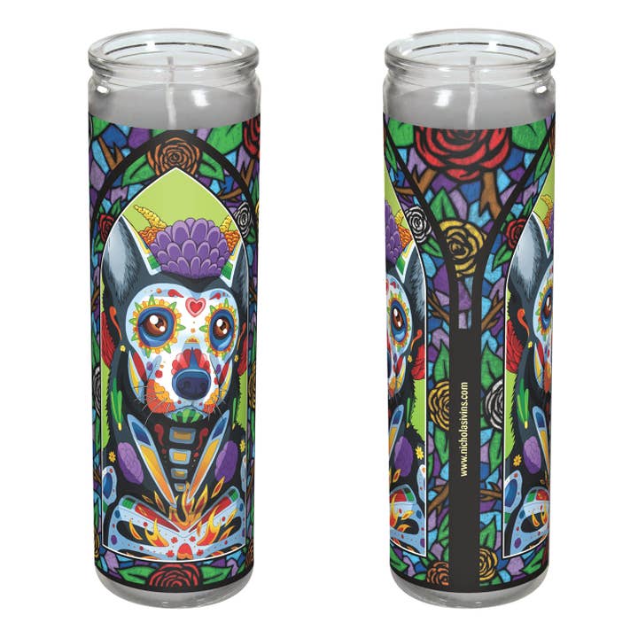 Day of the Dead Dog German Shepherd Candle - "Cazador" for wholesale by Nicholas Ivins Art & Illustration