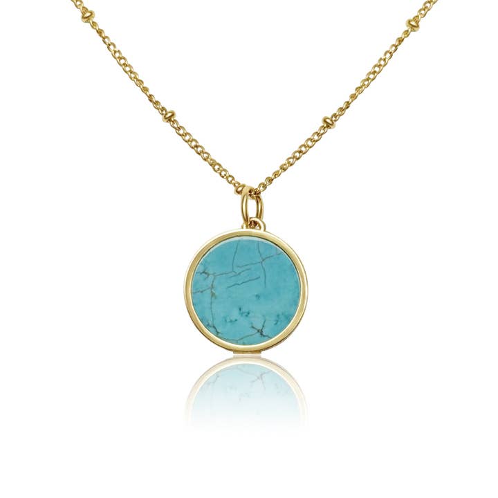 Turquoise Lip Balm Necklace in 14K Gold for wholesale by Get Balmy - USA