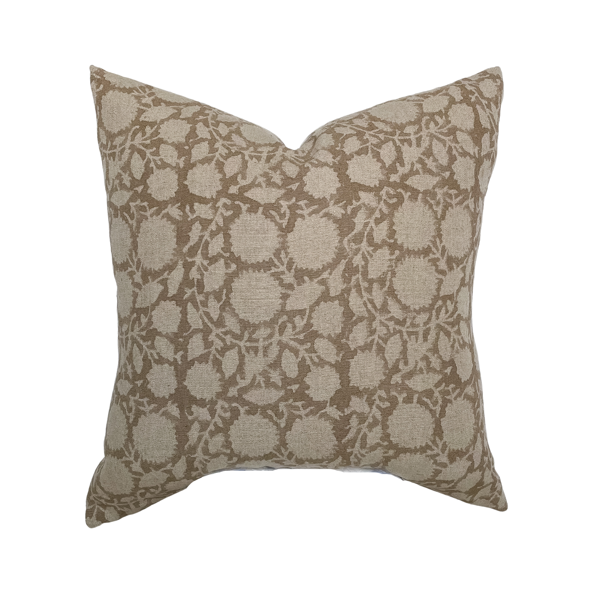 Linen & James - Wholesale Throw Pillow Cover - Bowen | Soft Brown Floral Handblock Pillow Cover0