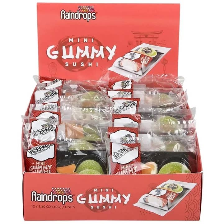 Fun Express Raindrops Mini Gummy Sushi 12 Ct 1.4 Oz for wholesale by Long Island Candy Factory