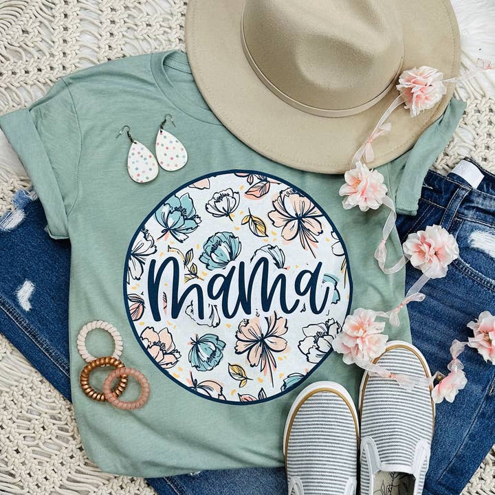 Mama Floral Watercolor Everyday Tee for wholesale by Trendy Tee Co.