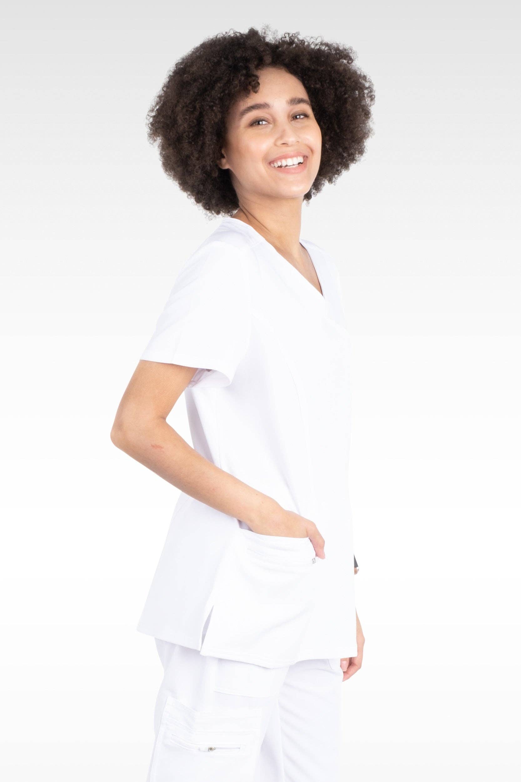 Aura Naturale – wholesale Healthcare uniform – Women's – Coral Women Mock Wrap with 6 Pockets Scrubs Top (94003)30