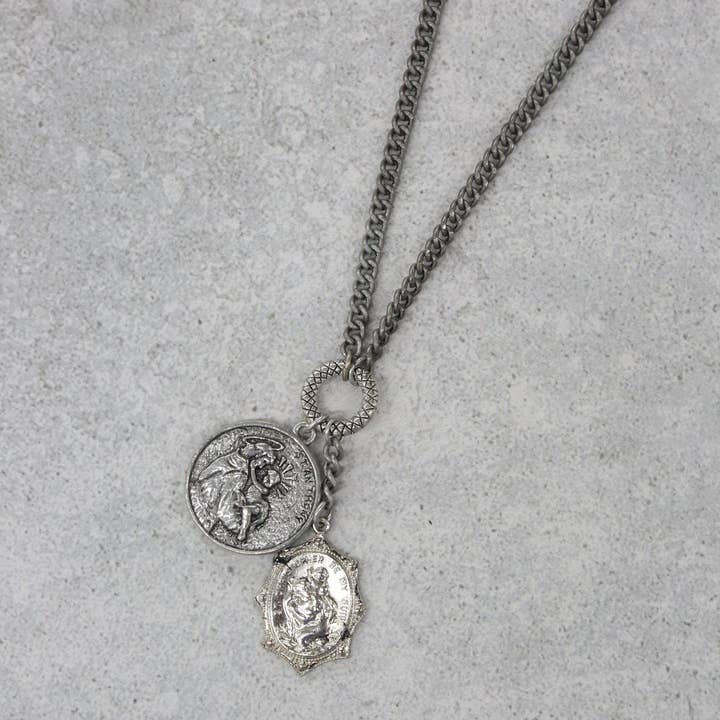 Collar de cadena de buey de plata con colgantes antiguos para venta al por mayor de Mr. Ettika