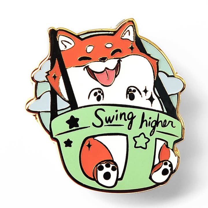 Shiba Inu (Rot) Swing Higher Emaille Pin, Vatertagsgeschenk für den Großhandel von Flair Fighter