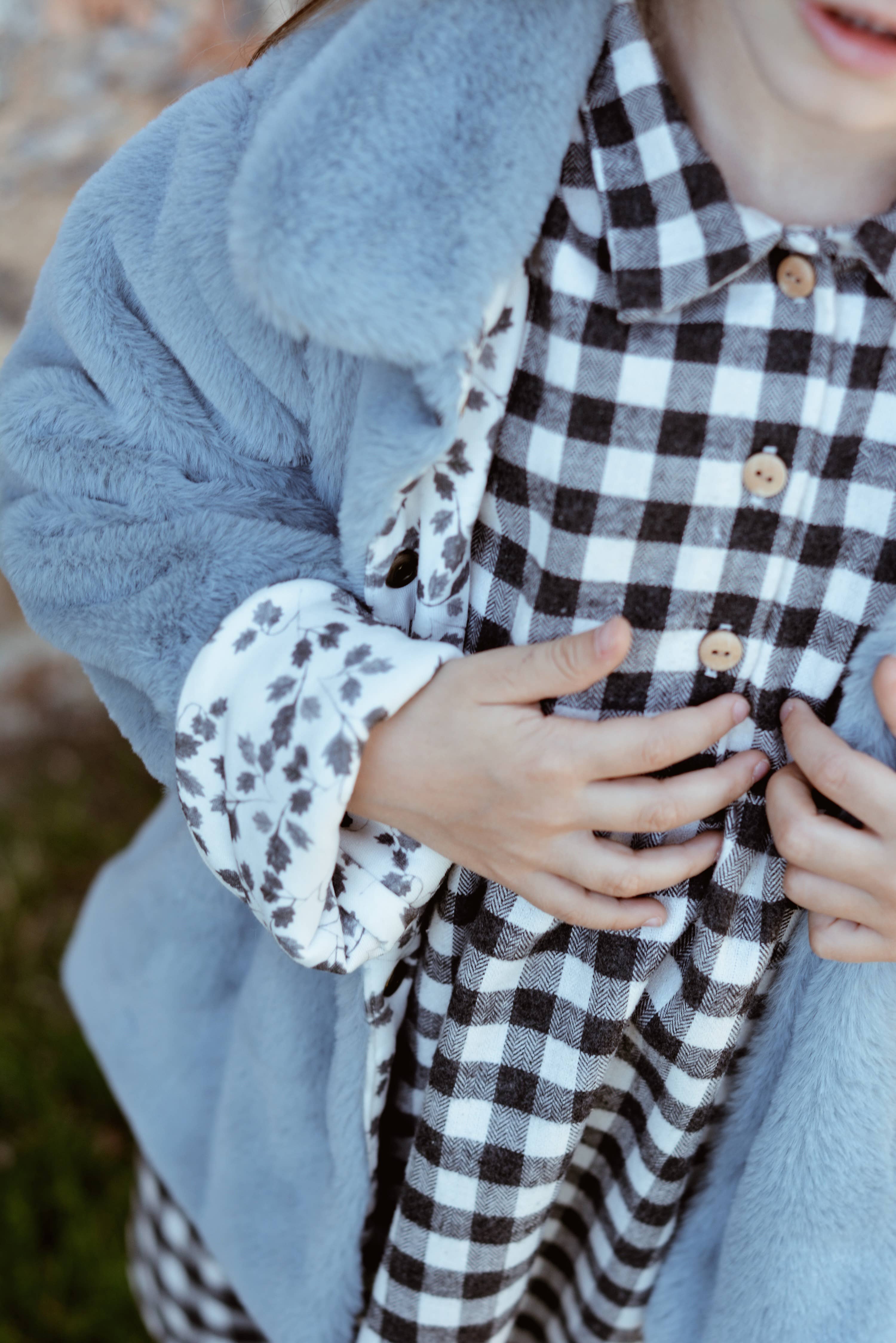 Eli & Nev (we cover U.S. import duties) - Wholesale Jacket - Kids - Baby / Kids Blue Faux-fur Jacket with Floral Lining OEKO-TEX4