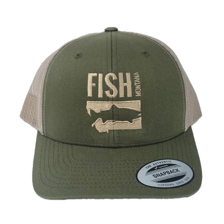 FISH MONTANA - SNAPBACK HAT - MOSS / KHAKI for wholesale by Hunt Montana