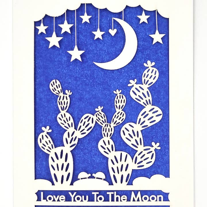 two hermanas - Wholesale Love Card - Love you to the Moon - Cactus10