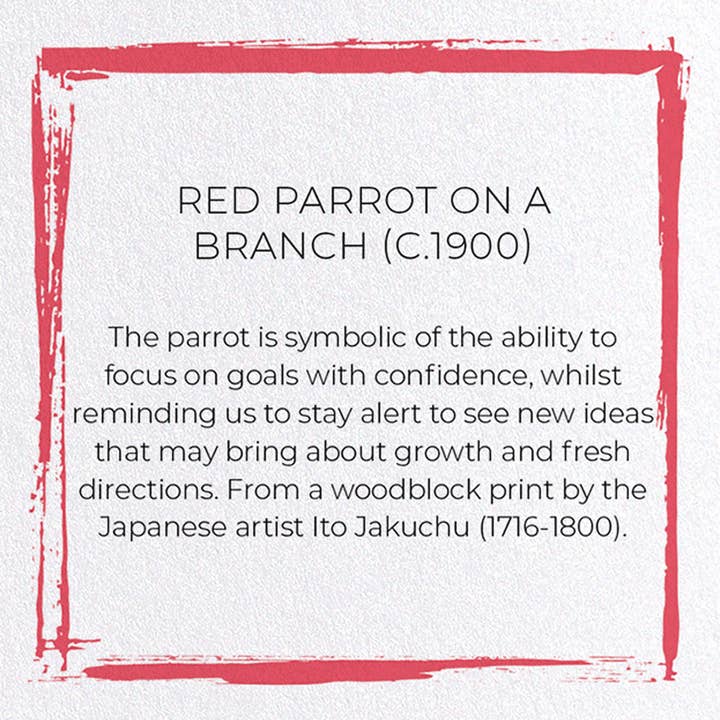 Ezen Trade - Wholesale Everyday Greeting Card - RED PARROT ON A BRANCH (C.1900): Japanese Greeting Card