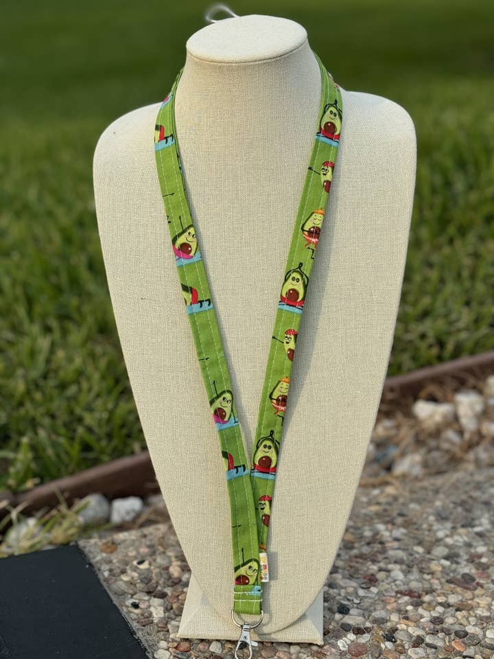 Avocado Yoga Lanyard Keychain Badge ID Holder for wholesale by Made Brite Creations