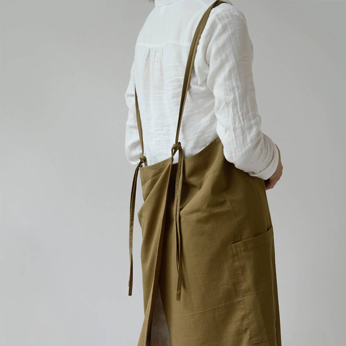 ACCITY - Wholesale Apron - Adjustable cotton linen apron with pockets_CWMM32915