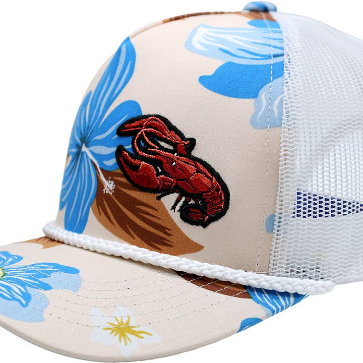 East Texas Sales & Service - Wholesale Flat Brim Cap - Unisex - Regular Rope Hat - Floral Design - Lobster