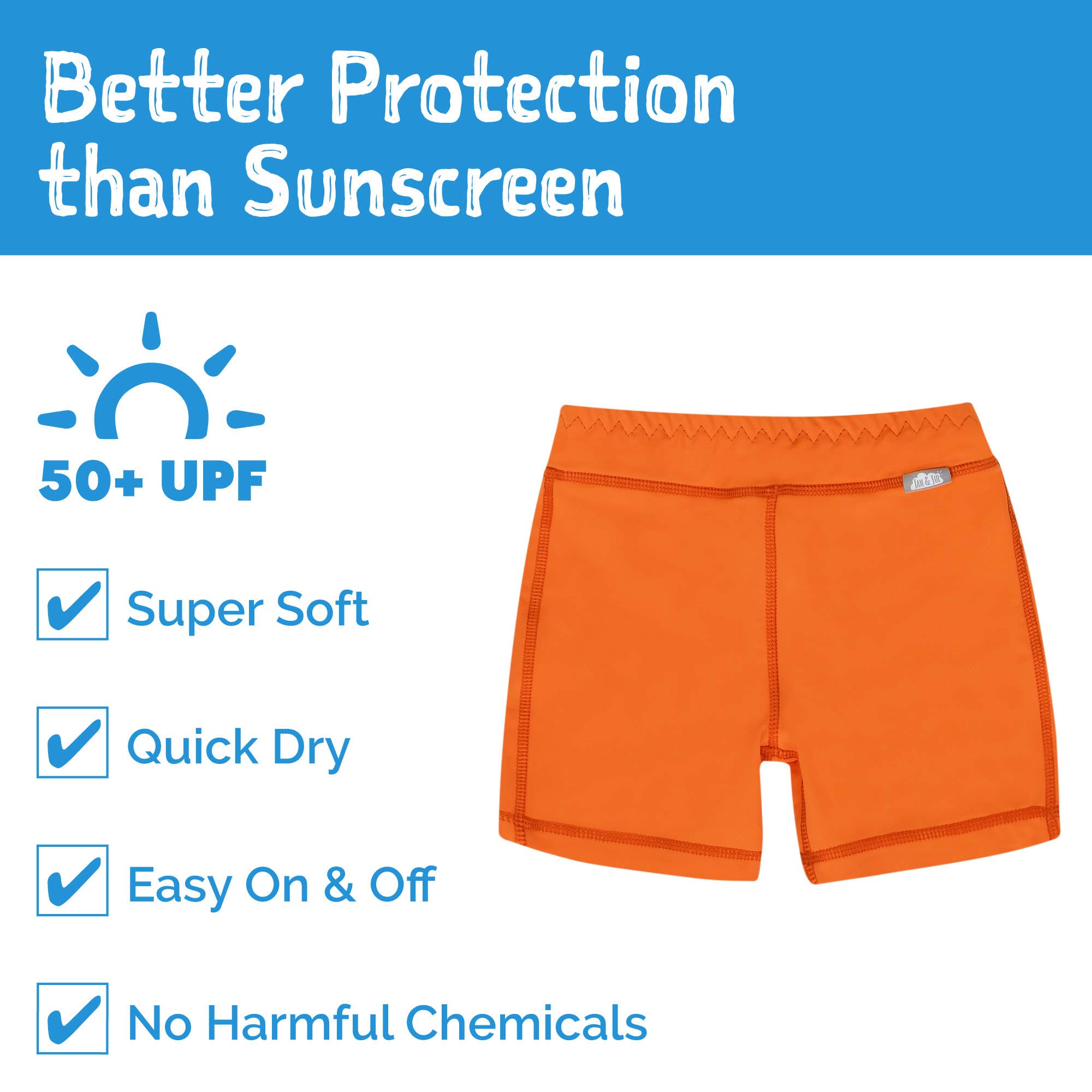 Jan & Jul - Wholesale Swim Shorts - Kids - Tangerine | Kids UV Swim Trunks6