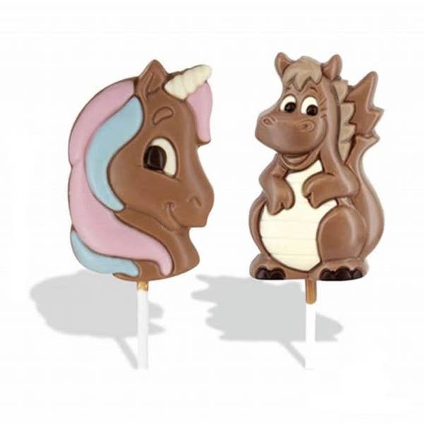 ADG Diffusion - Venta al por mayor Chocolate - PIRULETA DE CHOCOLATE DRAGON UNICORN 25 g - Expositor de 24 unidades