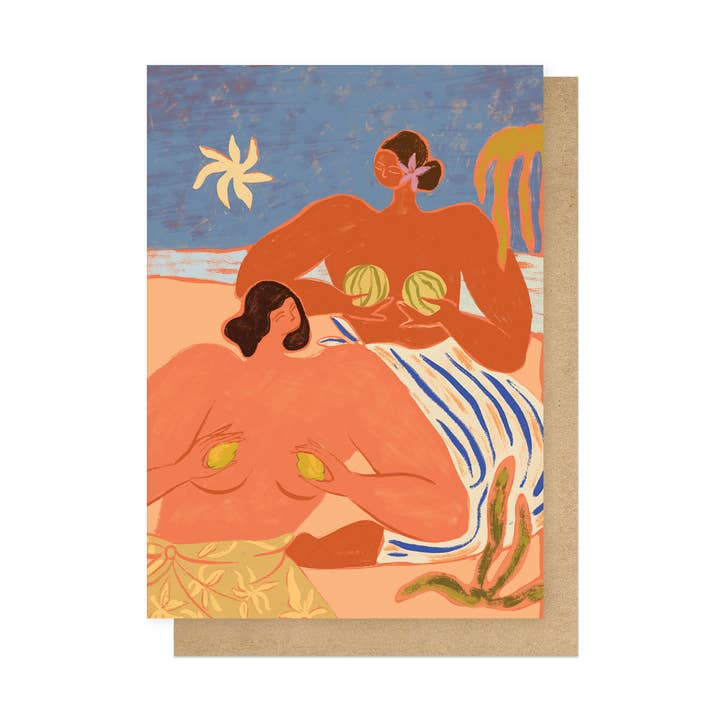 Lemon and Melon Greetings Card for wholesale by East End Prints - Greetings Cards & Postcards