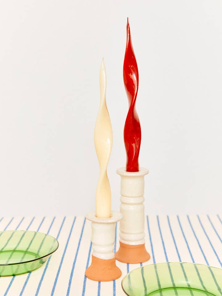 White clay candelabras for wholesale by Eturel Madrid