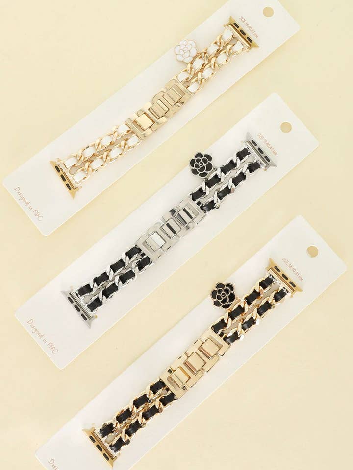 WOVEN CURB LINK CHAIN CHARM APPLE WATCH BAND Z14286 for wholesale by anbfashion