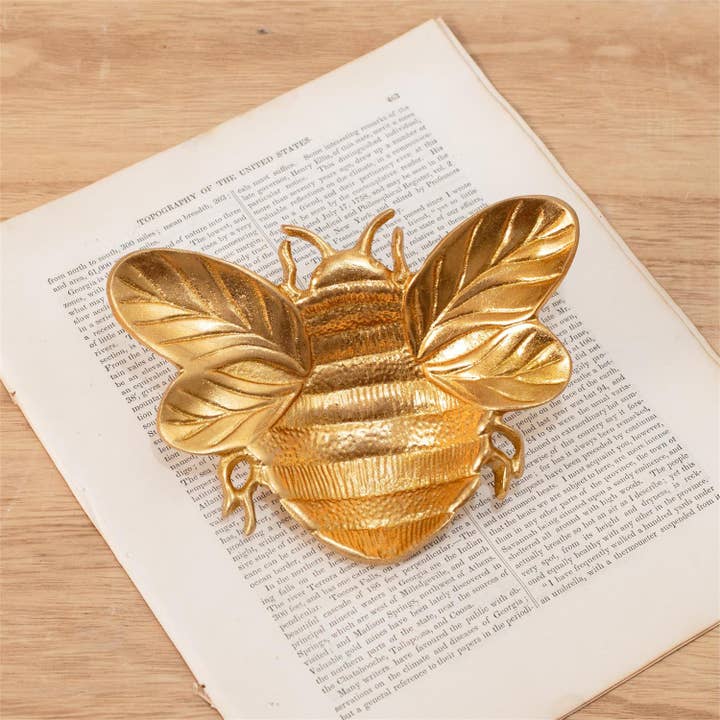 Gold Bee Trinket Tray (Pk/06) for wholesale by Audrey's Home & Gift
