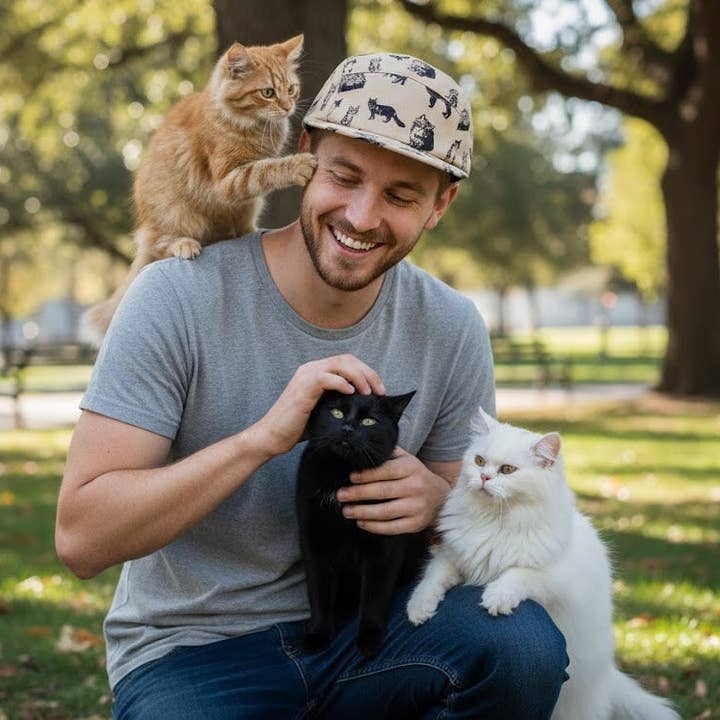 HATPHILE - Wholesale Flat Brim Cap - Women’s - HatPhile Kitten Kitty Cat Cotton 5-Panel Hat – Pink, Black, and Khaki9