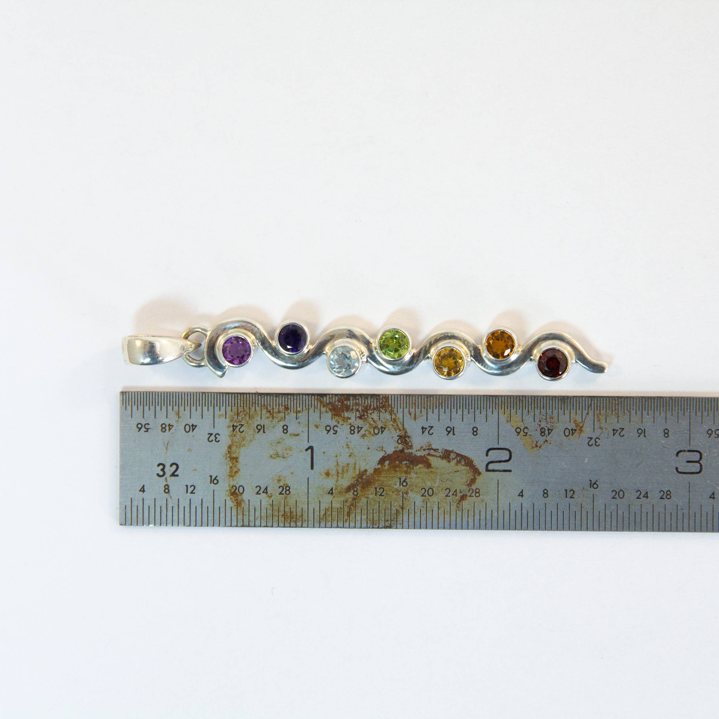 Ajmer by Jodi - Wholesale Individual Charm/Pendant - Large Kundalini Chakra Pendant in sterling silver ~ 7 gems5