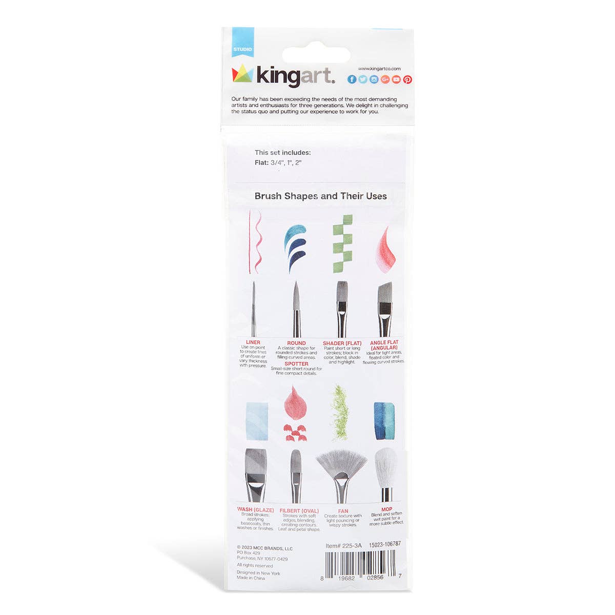 KINGART - Wholesale Paint/Wax Brush - Studio White Nylon Brush Set - 3 Pieces3