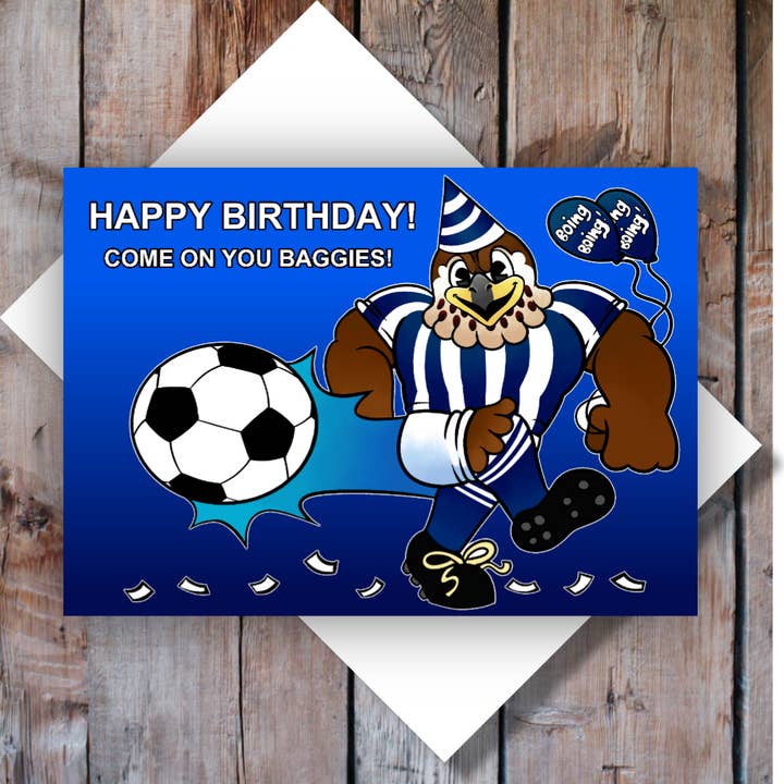 Allez les Baggies ! Carte d'anniversaire pour la vente par Black Country Cards