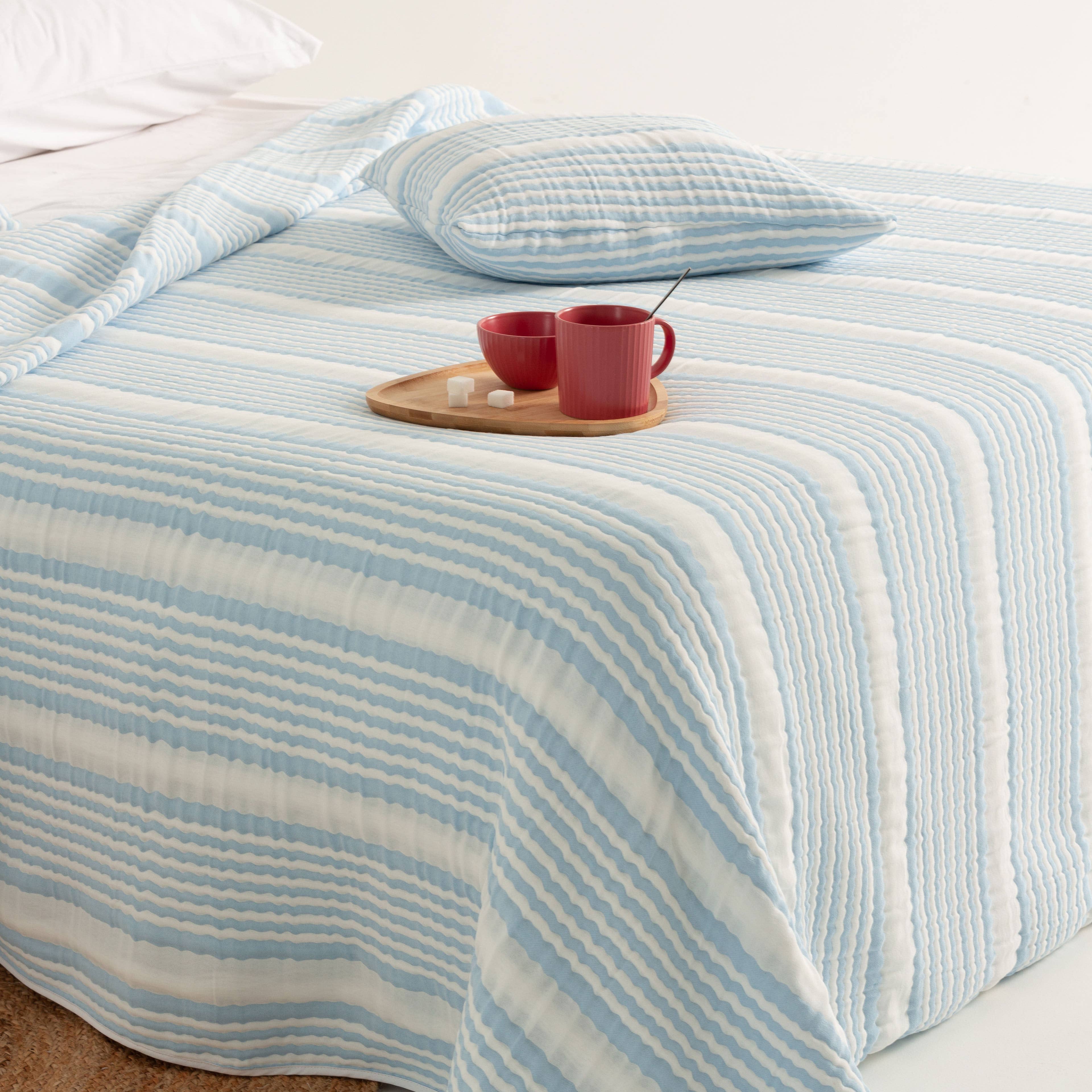 GAMUSI - Wholesale Quilt - Lightweight jacquard cotton striped bedspread OSLO8