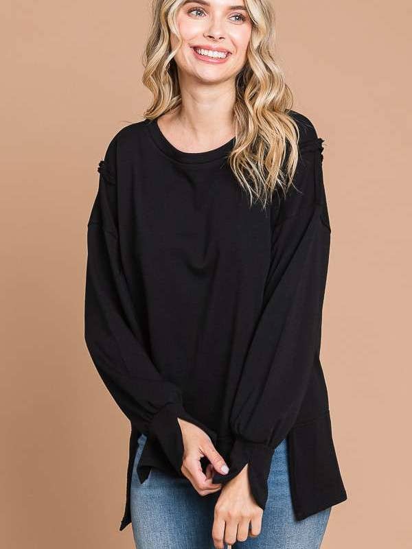 Culture Code - Wholesale Tunic - Women's - CFT1934L - ROUND NECK OVERSIZED EXPOSED SEAM TOP3