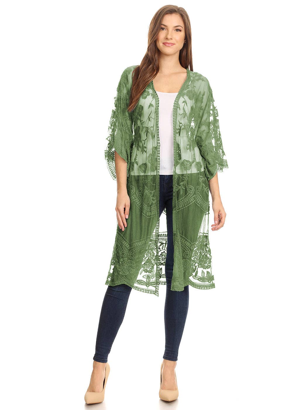 Anna Kaci Wholesale - Wholesale Kimono - Women's - Embroidered Floral Butterfly Kimono Cover Up Cardigan14