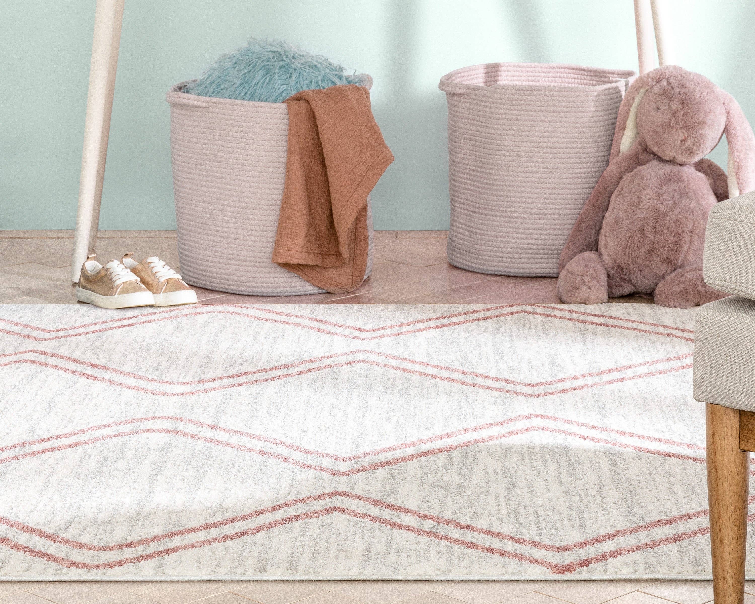 Well Woven - Wholesale Area Rug - Kids & Baby - Reeve Modern Chevron Zig-Zag Pink Ivory Kids Rug2