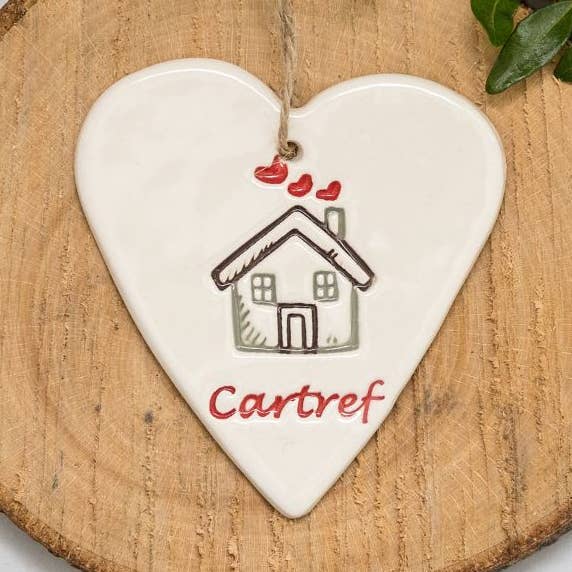 Welsh - Cartref -Handmade ceramic heart for wholesale by Broadlands Pottery