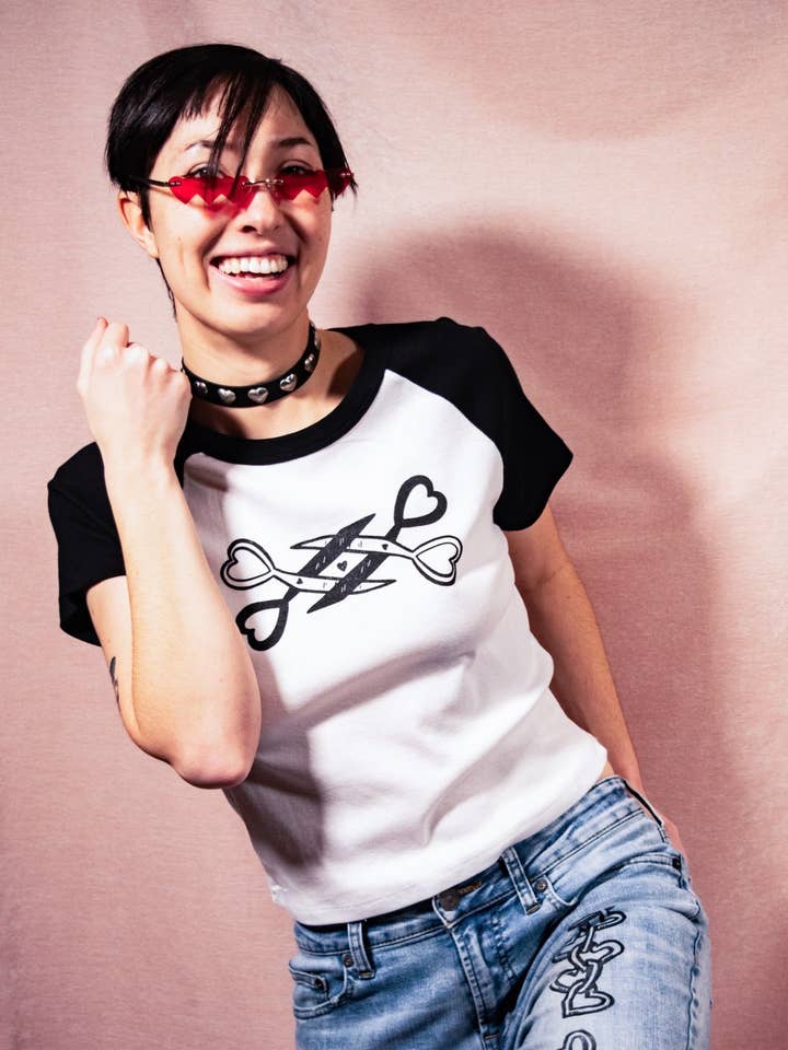 Scissoring Raglan Baby Tee for wholesale by Smallest Dad Studio